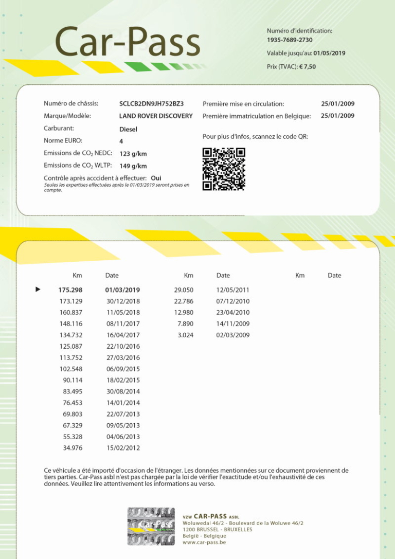 car pass spécimen